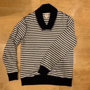 Lands’ End striped shawl collar sweater